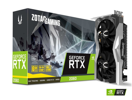 вентилятор GeForce RTX 2060 ИГРЫ графической карты ZOTAC 14Gbps 6GB Geforce двойной
