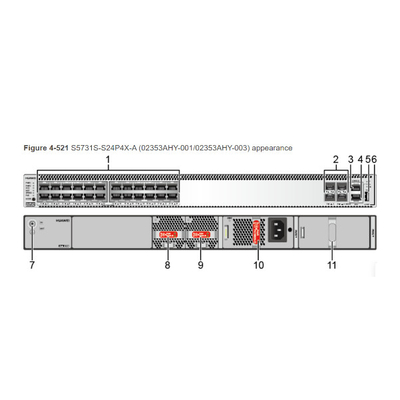 Переключатель 24 10G SFP+ 6 40GE QSFP S6730S-S24X6Q Huawei включая 1 электропитание AC 600W